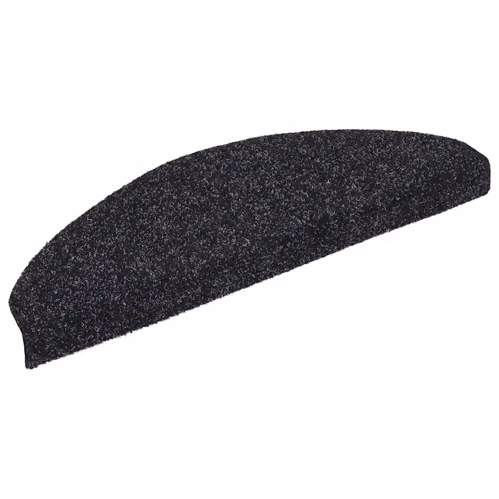 Set di 30 tappetini autoadesivi per scale DESIGN IN neri semicircolari in polipropilene, antiscivolo e fonoassorbenti, L: 65 cm, P: 21 cm, H: 4 cm – 2