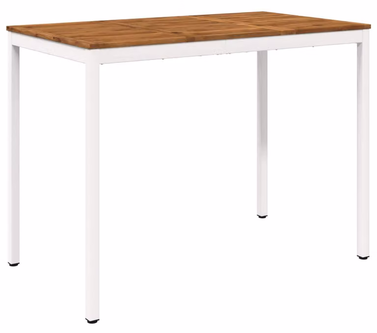 Tavolo da giardino, design naturale e bianco, dimensioni 141 x 80,5 x 105 cm