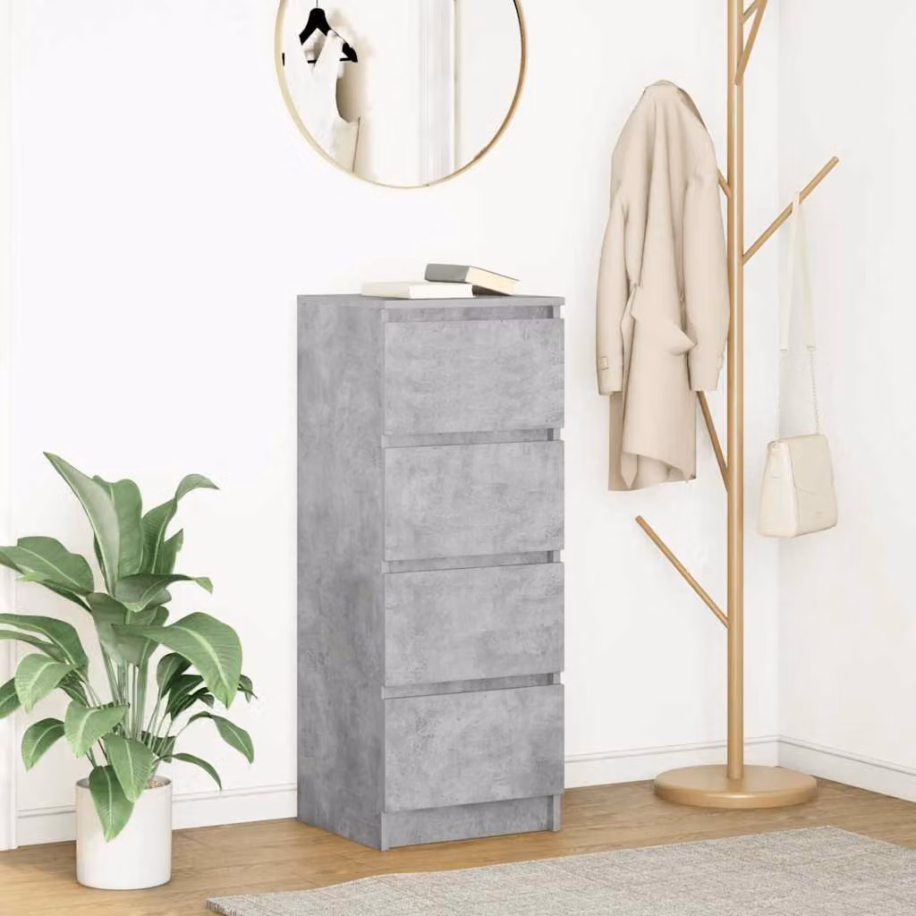 Credenza moderna vidaXL in legno multistrato e MDF, colore grigio, L 37,5 cm x P 35 cm x H 99 cm