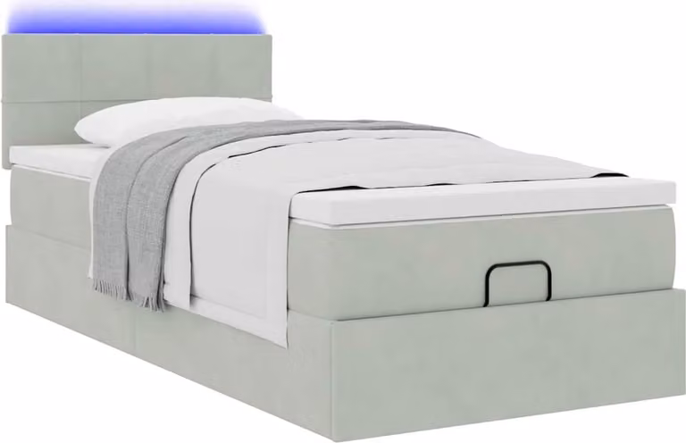 Struttura Letto Pouf con Materasso 90x190 cm in Velluto