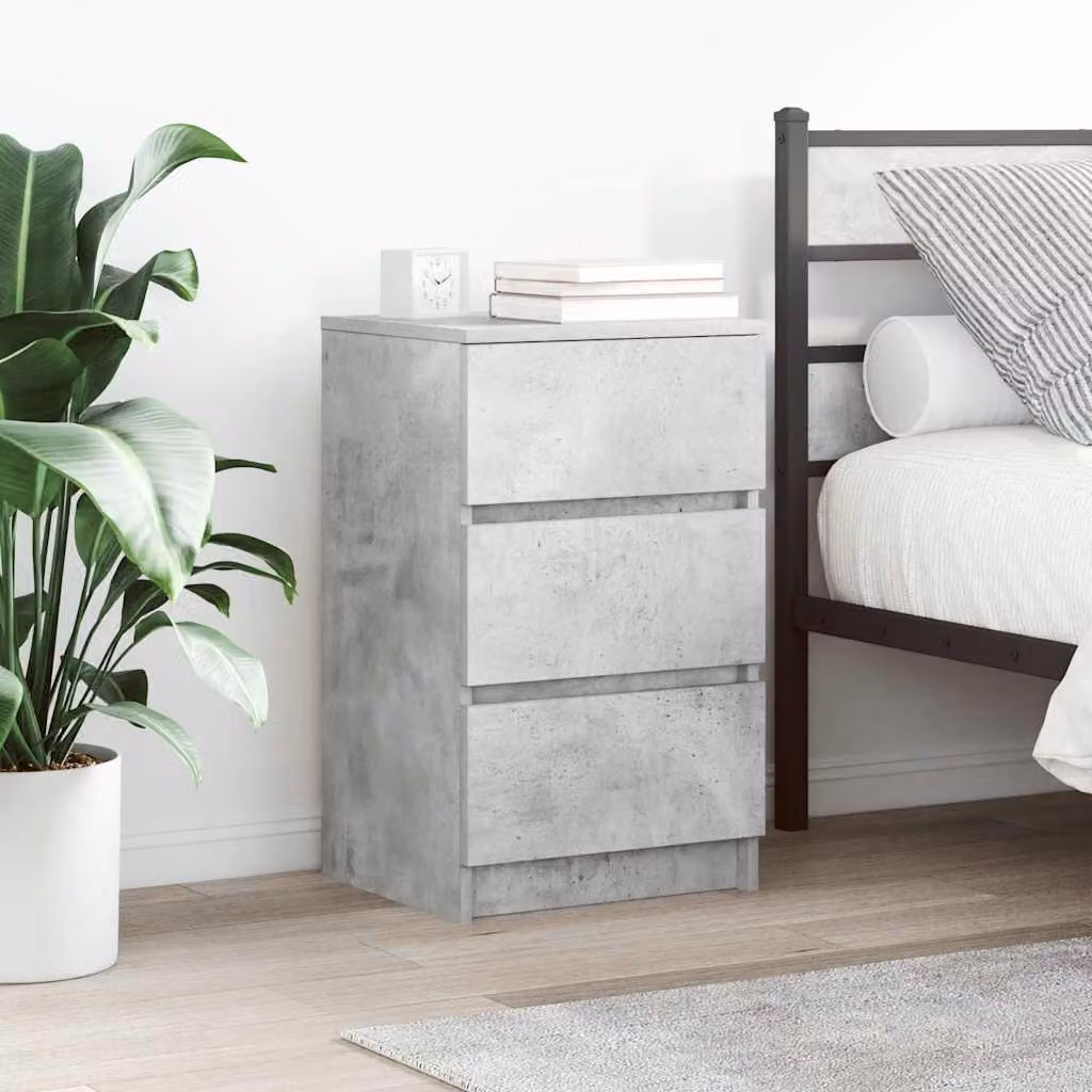 Set di 2 comodini vidaXL con 3 cassetti in stile moderno, colore grigio, L 39 cm x P 35 cm x H 65 cm