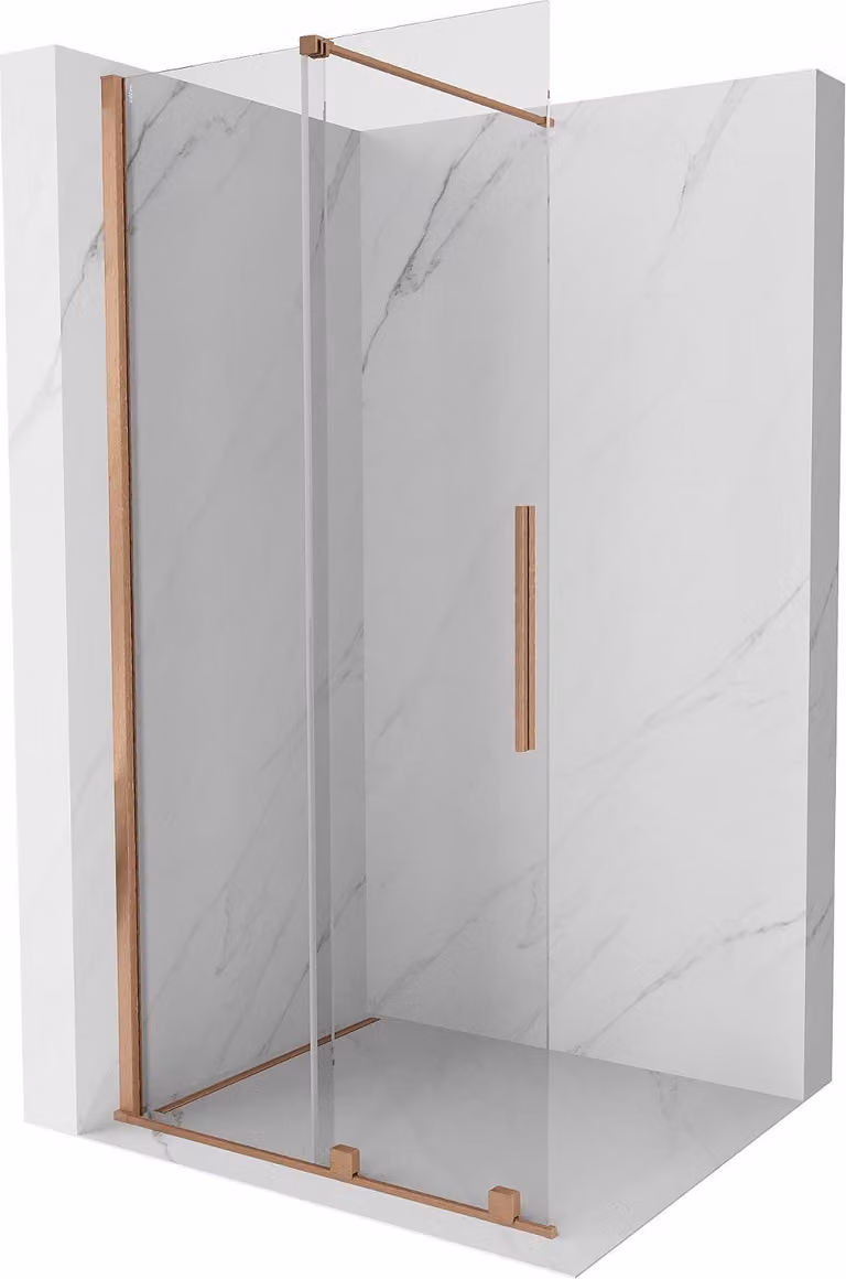 Mexen Velar parete doccia scorrevole Walk-in 90 x 200 cm, trasparente 8 mm, rame spazzolato - 871-090-000-03-65