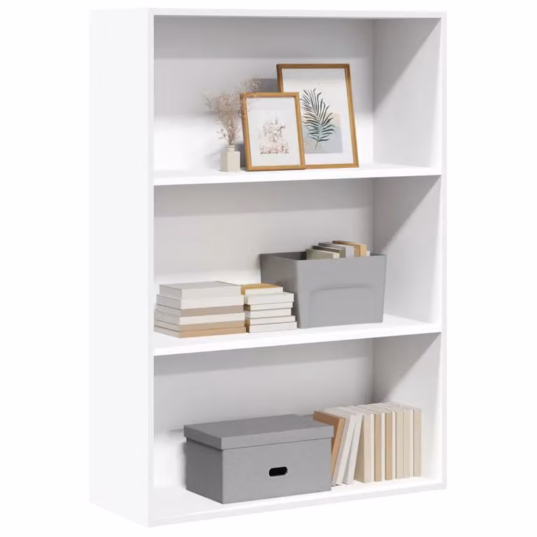 Libreria moderna vidaXL bianca in legno e MDF con pannello posteriore, L 80 cm x P 30 cm x H 114 cm