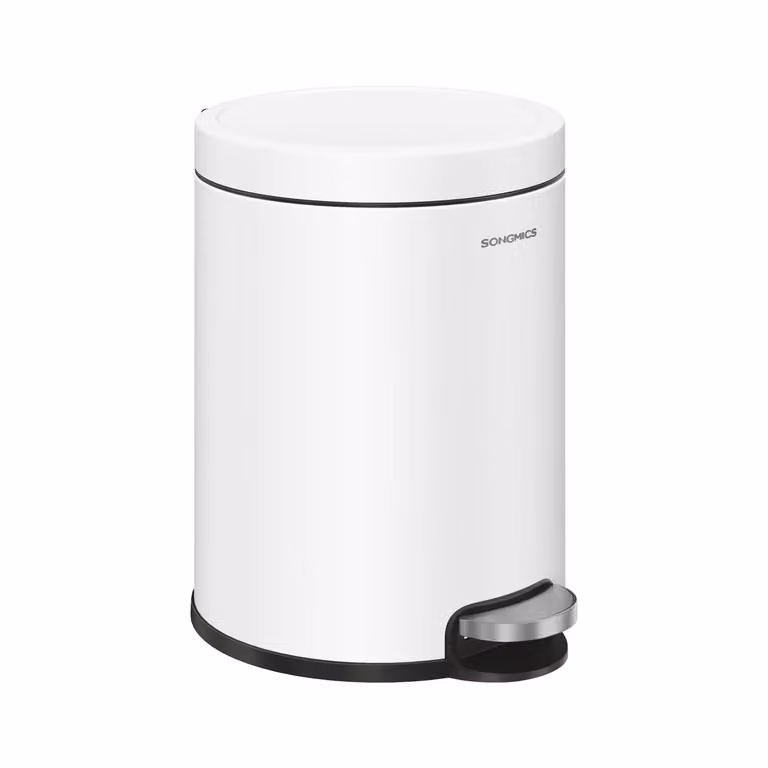 Pattumiera da bagno a pedale con chiusura silenziosa, Bianco Nuvola / 6L