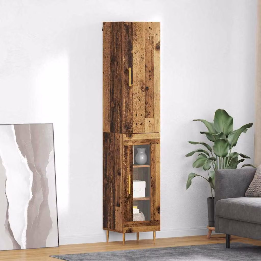 Set di 2 credenze vidaXL in legno e metallo marrone stile moderno L/P/H: 34,5 x 34 x 180 cm