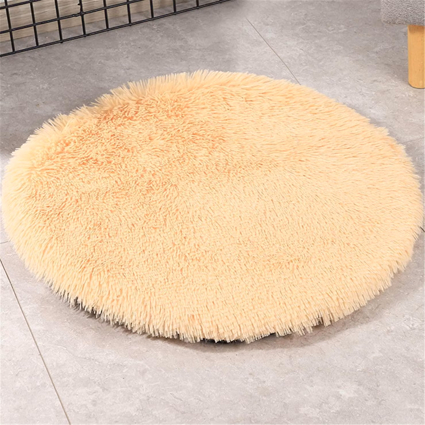 Tappetino per cani, cuccia per animali domestici, in peluche, colore giallo, diametro 60 cm, lavabile