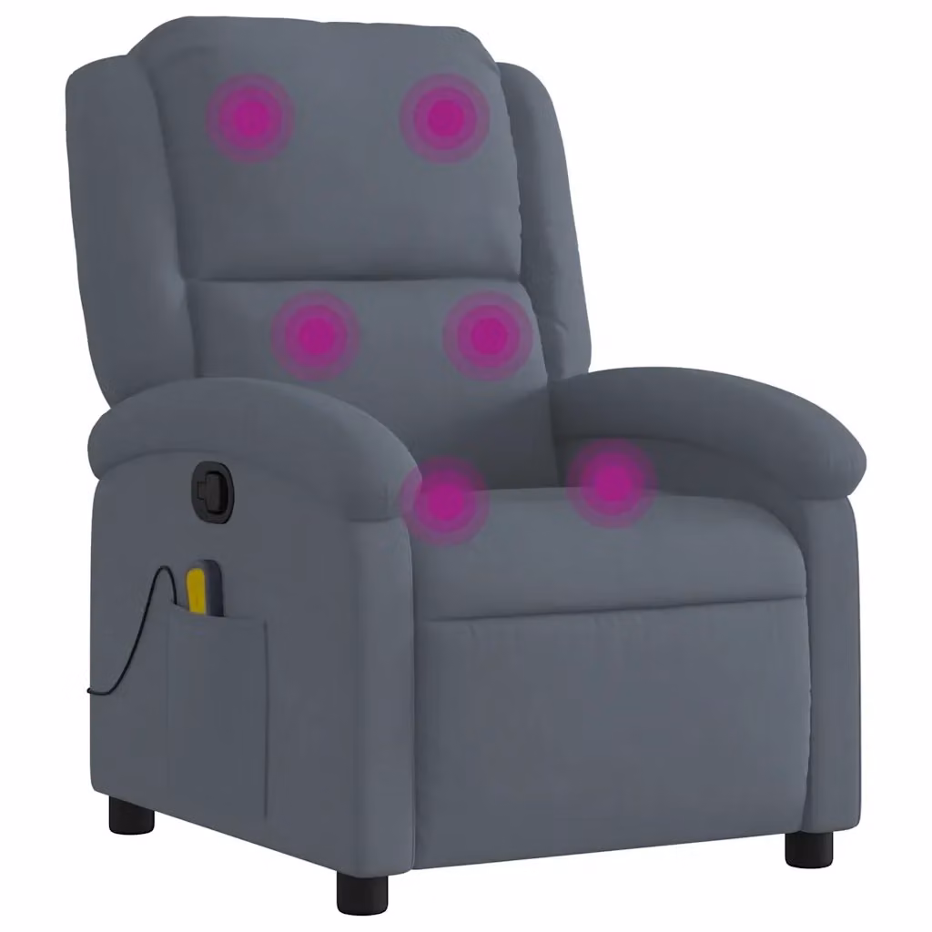 Poltrona reclinabile relax vidaXL in velluto grigio con braccioli e struttura in legno e metallo – 2