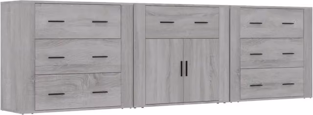 Credenze 3 pz | Madia | Buffet da pranzo | Armadio da pranzo Grigio Sonoma in Legno Multistrato