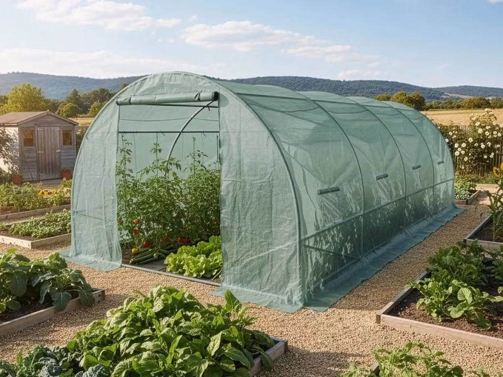 Serra da giardino a tunnel Lys Habitat Et Jardin Verde con struttura in acciaio e plastica per orto da 18 m² – 2