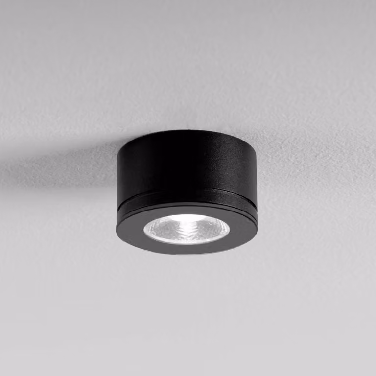 Egger Licht DLS, faretto Newton nero 30° 3.000 K Ø 6,3 cm IP54 Newton, dimmerabile, Nero, Soggiorno / Sala da pranzo, Alluminio, Moderno, Downlight
