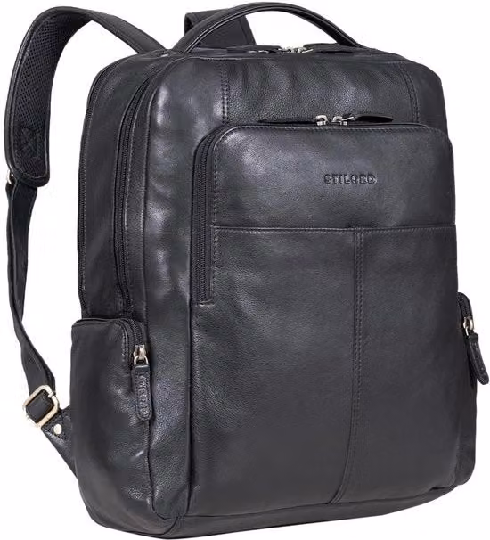 Borsa da lavoro in pelle autentica senza nome, Modello: Sigrid, Dimensioni: per laptop da 17 pollici, Borsa da lavoro per donne e uomini, Borsa da lavoro professionale in pelle nera.
