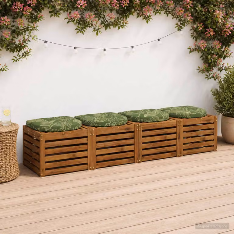 Set di 4 cuscini per sedia vidaXL in poliestere, modello moderno rettangolare, colore verde multicolore