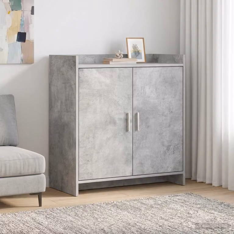 Credenza moderna vidaXL in legno ingegnerizzato e metallo, colore grigio, L 72 cm x P 36 cm x H 80 cm