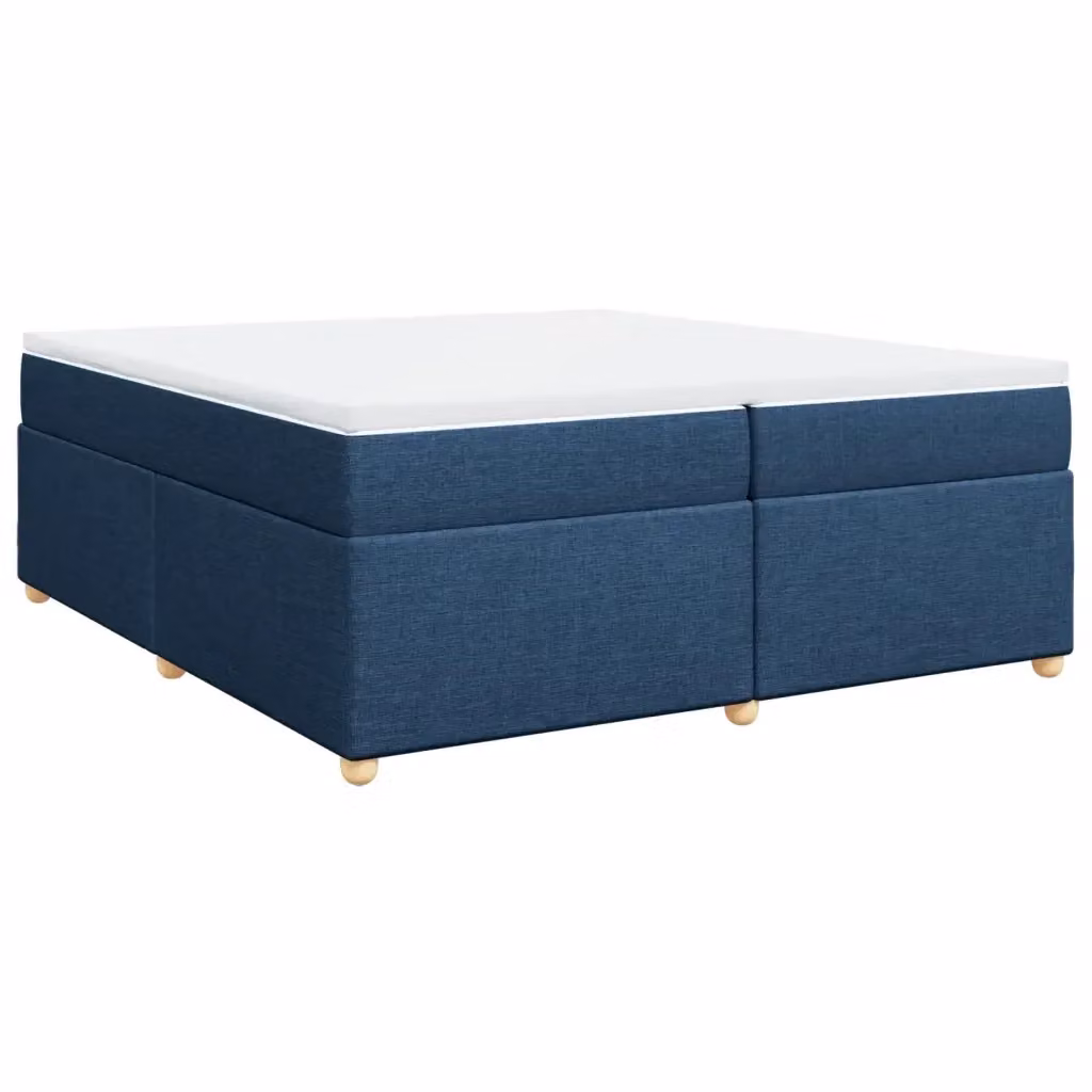 Letto Ibrido vidaXL con Giroletto a Molle e Materasso in Tessuto Blu e Bianco L/P: 200 x 200 cm – 2