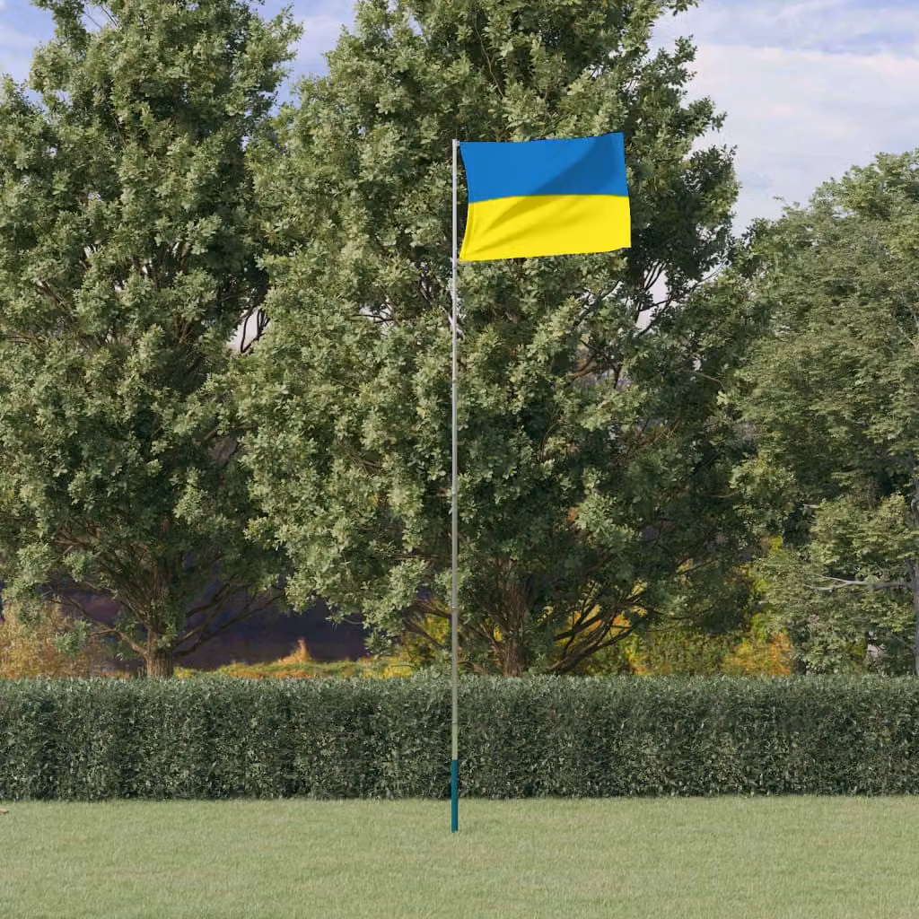 Asta e Bandiera Ucraina vidaXL in Alluminio e Poliestere, 5,55 m, Multicolore