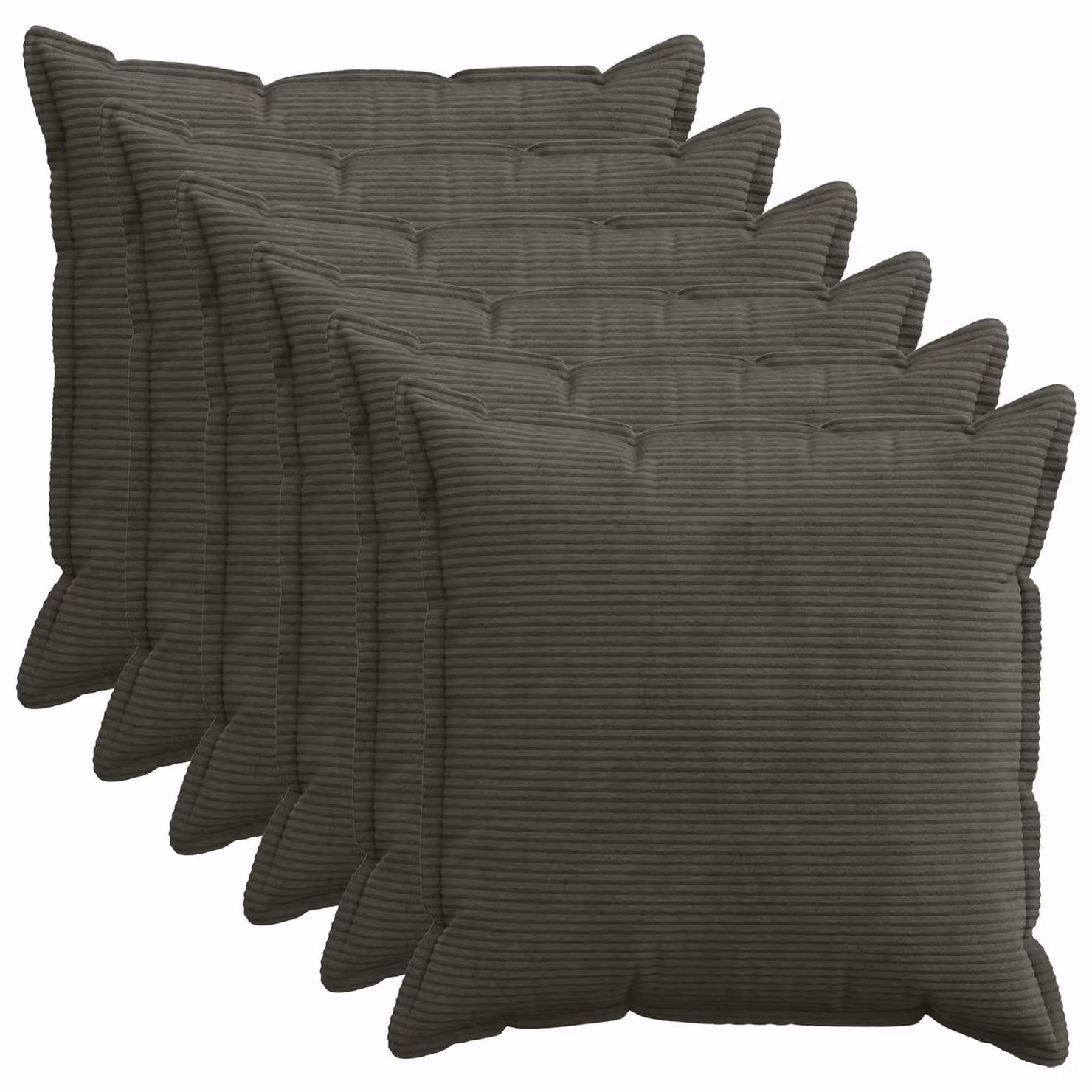 Set di 6 federe vidaXL HOUTEN in velluto a coste, colore antracite, L 80 x P 80 cm