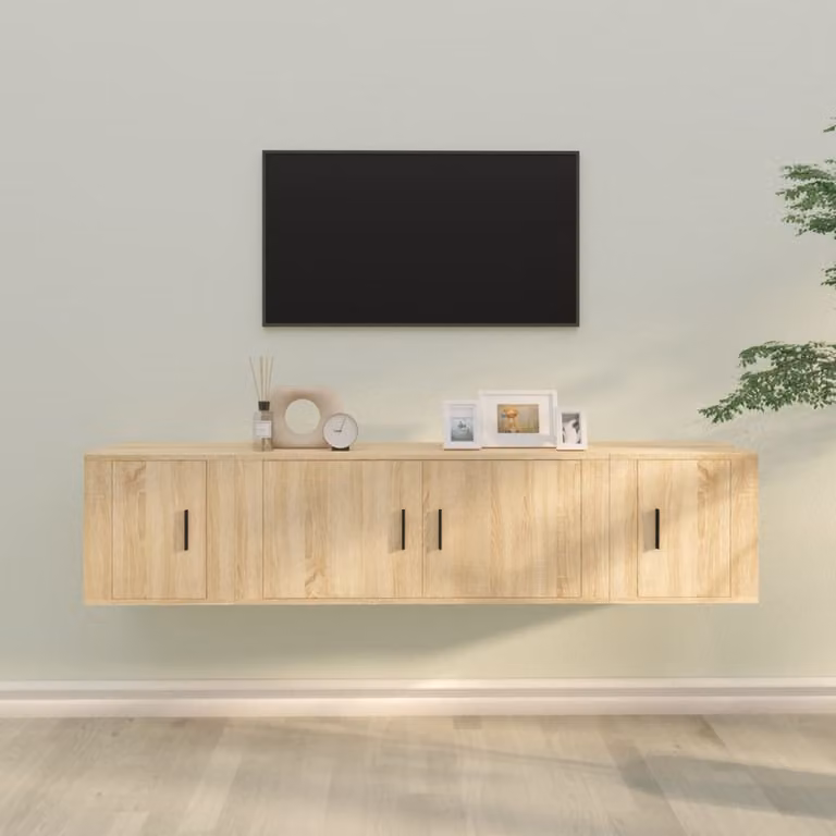 Set di mobili porta TV 3 pezzi vidaXL in legno multistrato color rovere e marrone per il tuo soggiorno