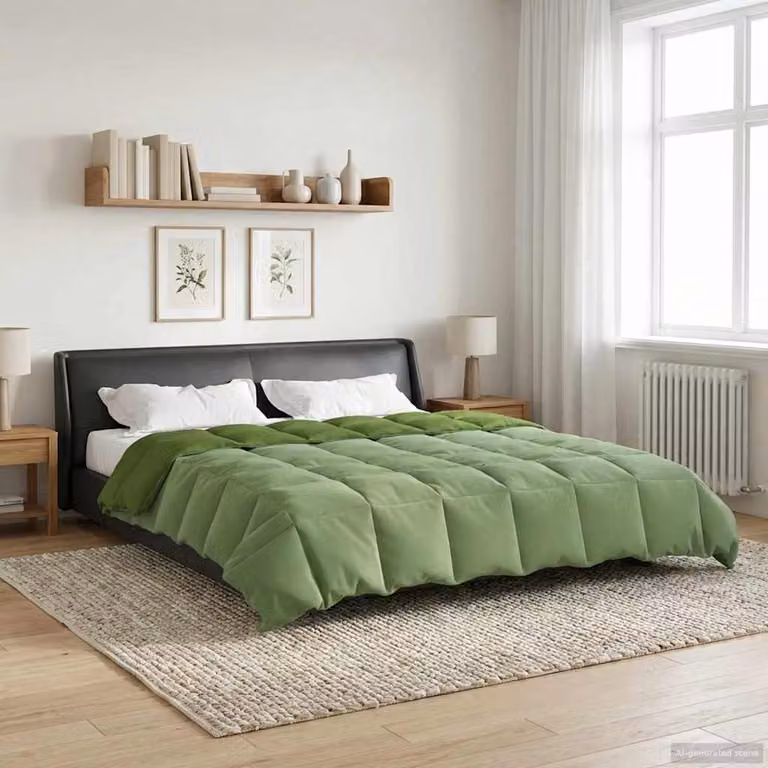 Piumino estivo traspirante e reversibile vidaXL in microfibra verde L 240 x L 220 cm