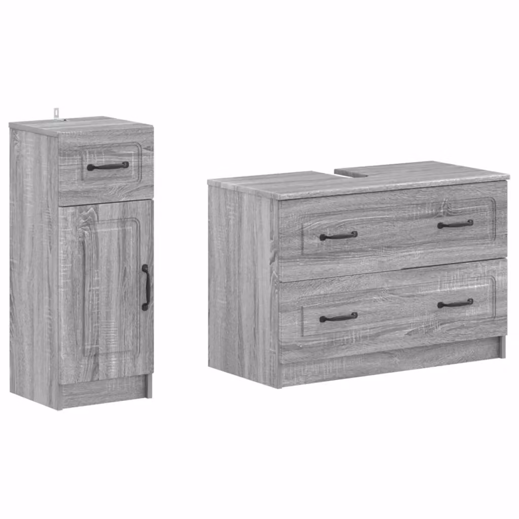 Set di mobili da bagno moderno vidaXL composto da mobile lavabo e mobile contenitore, grigio opaco, L/P/H: 82 x 34,83 x 59 cm e 41 x 76,7 x 72 cm – 2