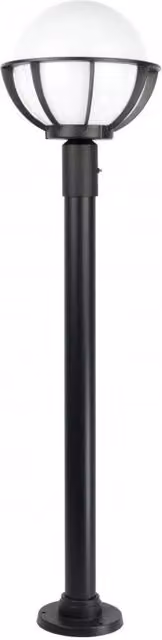 Lampione da giardino SU-MA con globo a sfera nero, Altezza: 130 cm, Diametro: 25 cm, attacco E27, protezione IP43