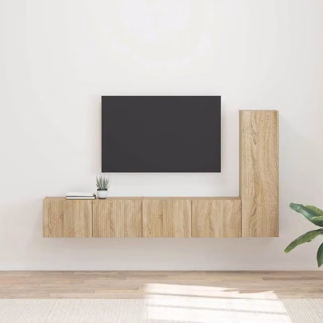 Set mobile TV 3 pz-Credenza per TV Rovere Sonoma Legno multistrato 416212