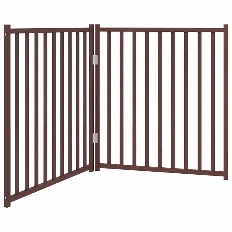 Cancello Cani Pieghevole 2Pannelli Marrone 160cm Massello Abete