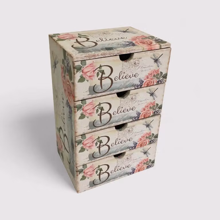 Iresine - Cassettiera da tavolo bianca con 4 cassetti