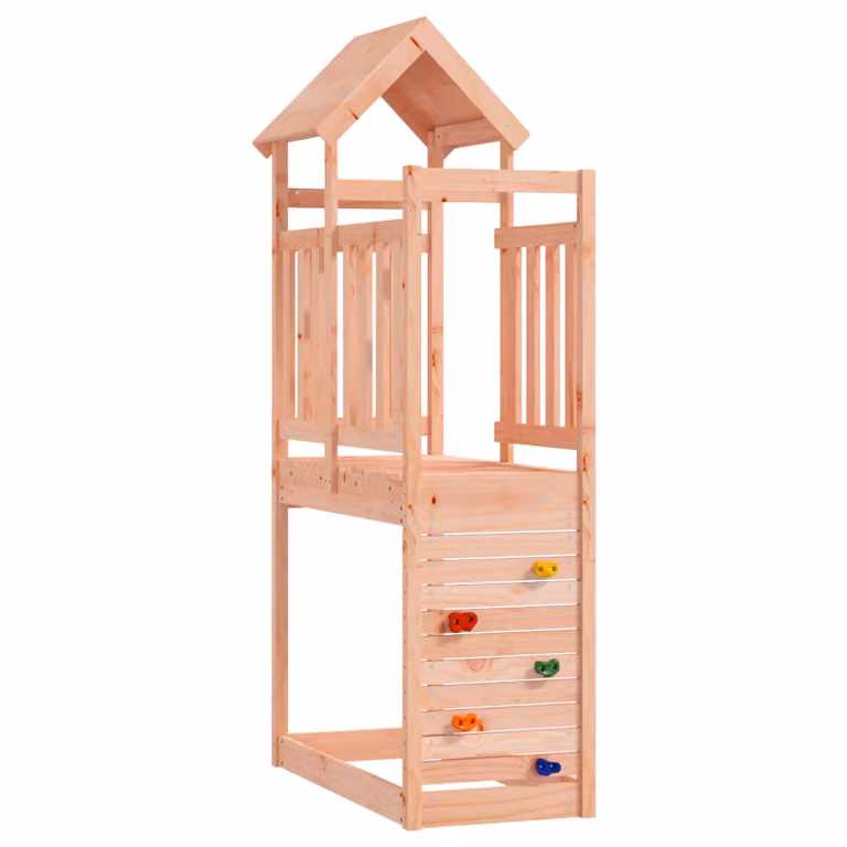 vidaXL Torre da Gioco in Legno Marrone con Scivolo e Altalena, L/P/H: 53 x 110,5 x 214 cm