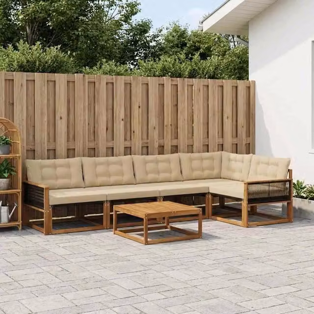 Set di divani da esterno 6 pz Naturale e Beige 3381441