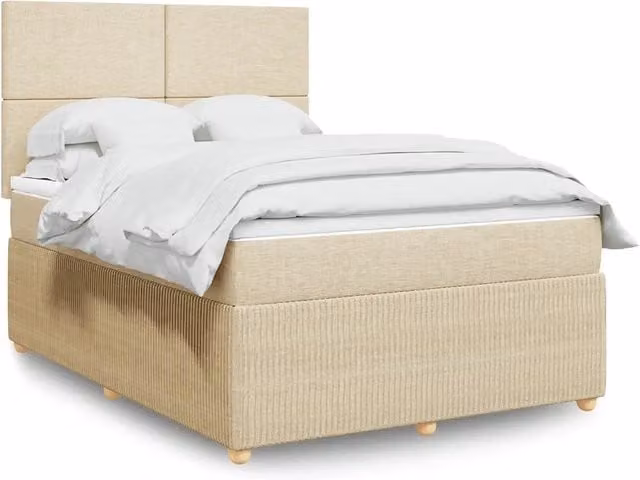Giroletto a Molle con Materasso Crema 140x19 cm in Tessuto 3292049