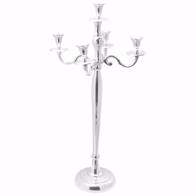 Candelabro moderno vidaXL in metallo argento L/P/H: 32 x 32 x 79,5 cm