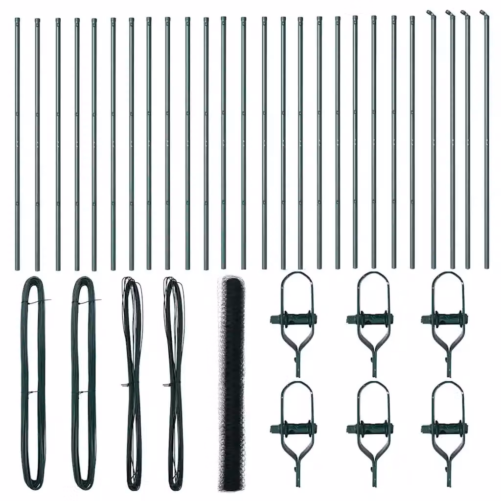Palo della recinzione rotondo vidaXL in acciaio e PVC Verde 50 x 1,5 m – 2