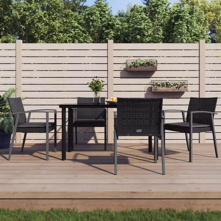The Living Store Set da pranzo da giardino 5 pezzi con cuscini in poly rattan e acciaio