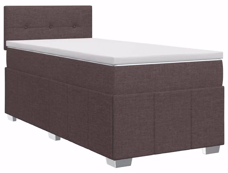 Letto a molle con materasso marrone scuro 100 x 200 cm in tessuto