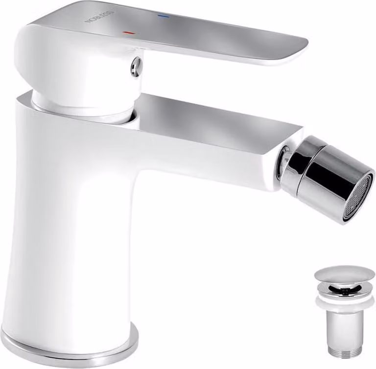 Novaservis Nobless Tina - Miscelatore per bidet con scarico, bianco/cromo 38011,1