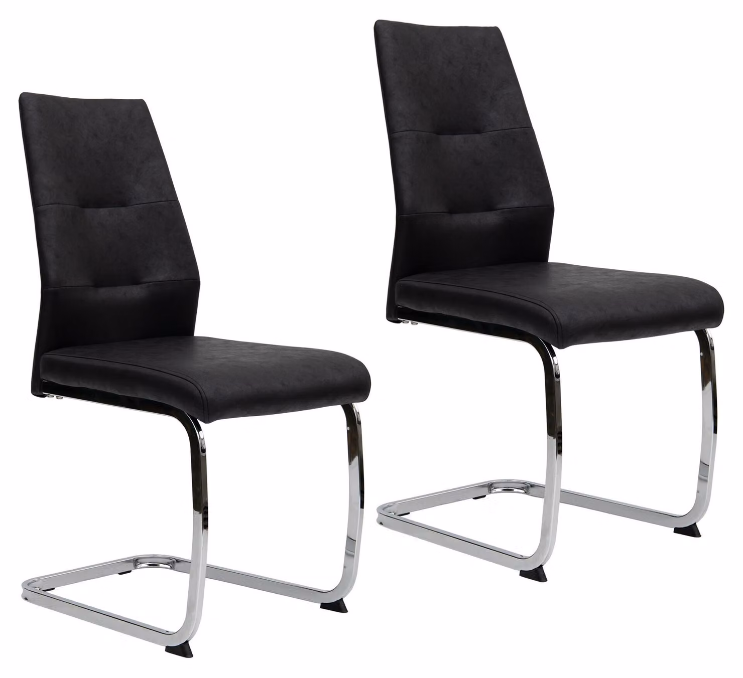 Sedie da pranzo moderne in pelle - sedie a sbalzo imbottite con robusta struttura in metallo - sedie girevoli di facile manutenzione con superficie traspirante, Quantità:2 pezzi;Colore:Nero con gambe cromate