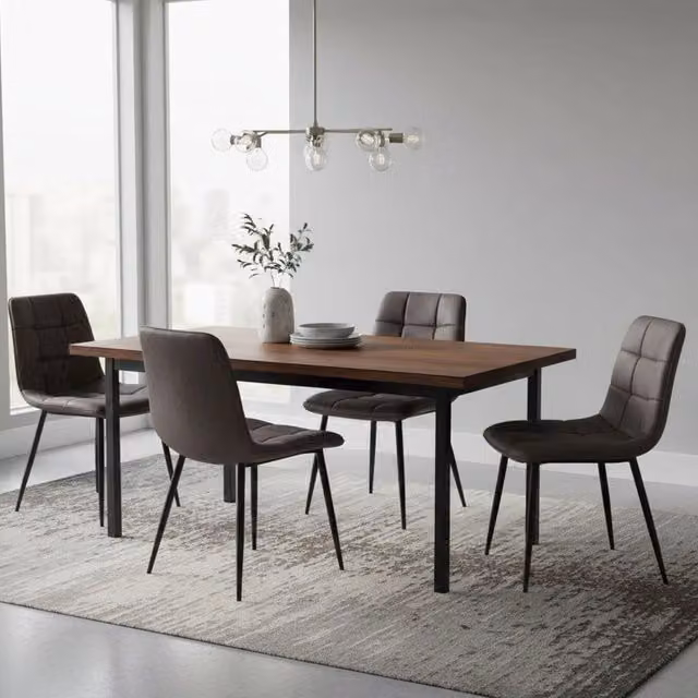 Set di 4 sedie Osasco DMORA in tessuto velvet grigio scuro e metallo nero per cucina e soggiorno – 1