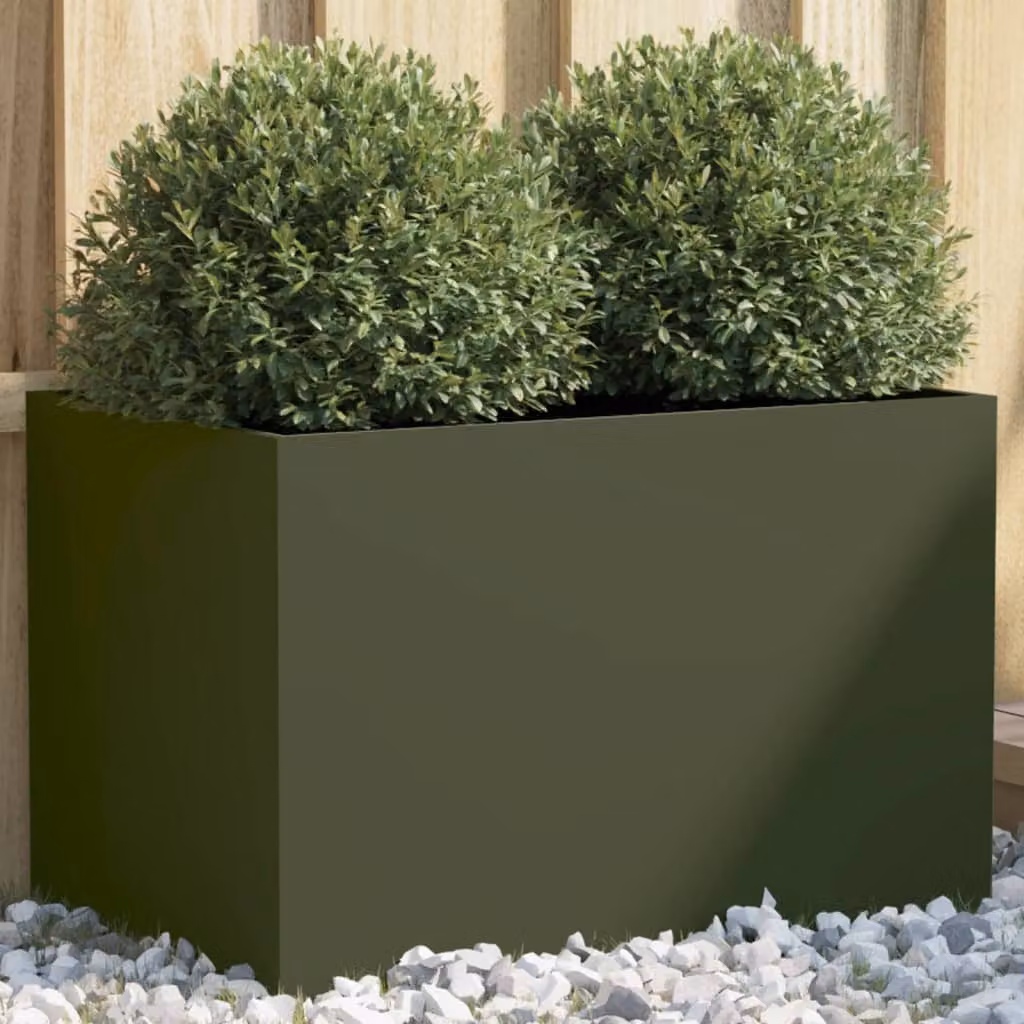 Fioriera vidaXL in acciaio verde, L: 62 cm, P: 39 cm, H: 40 cm