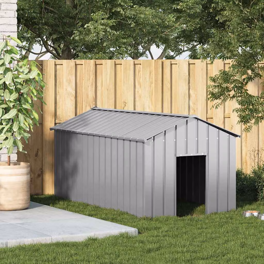vidaXL Casetta per Cani con Tetto 114x202x101 cm Acciaio Zincato
