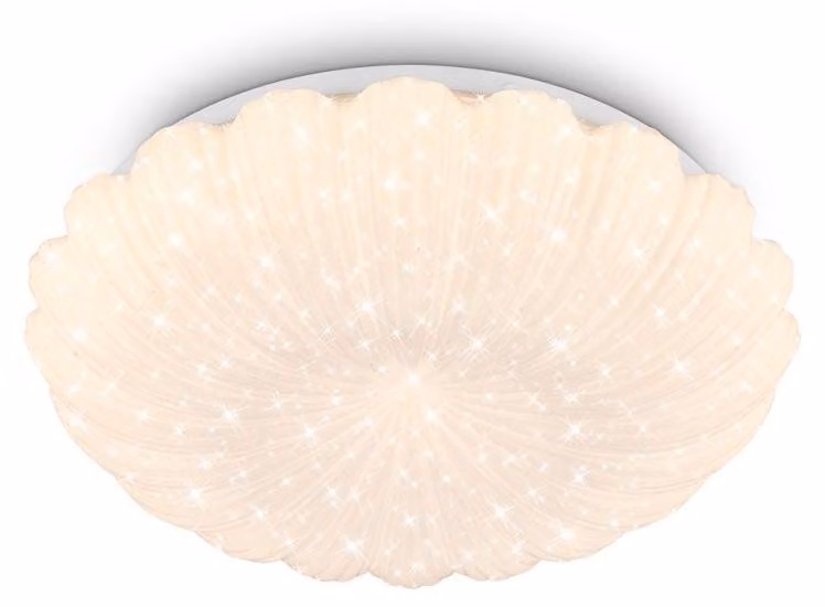 Briloner Plafoniera ciel étoilé Ø28,5cm rotonda 16,5W 1700lm 3000K bianco caldo bordo ondulato bianco - Lampada soggiorno camera da letto cucina