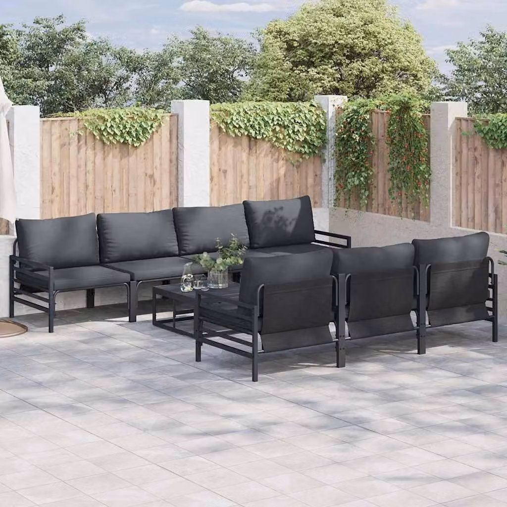 Maison Exclusive - Set da giardino composto da 8 pezzi, divano, acciaio nero