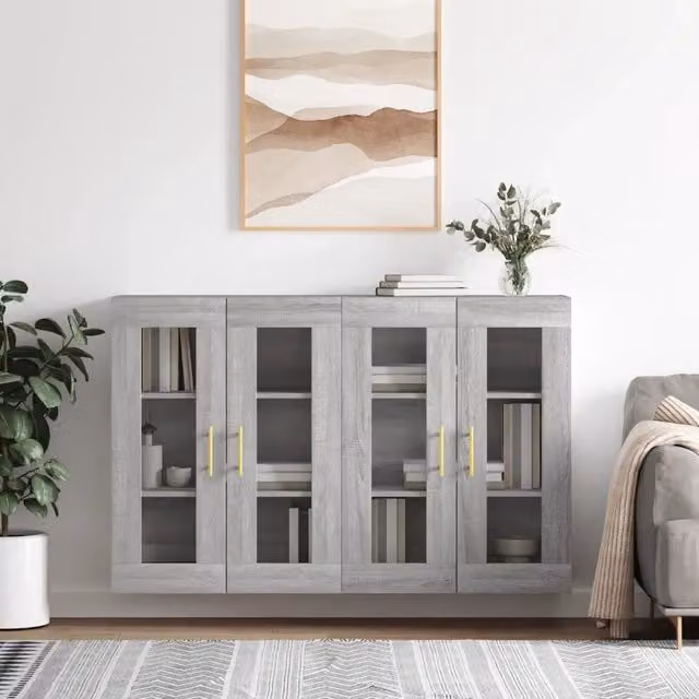 Armadietti a Parete 2 pz Grigio Sonoma in Legno Multistrato 3197935