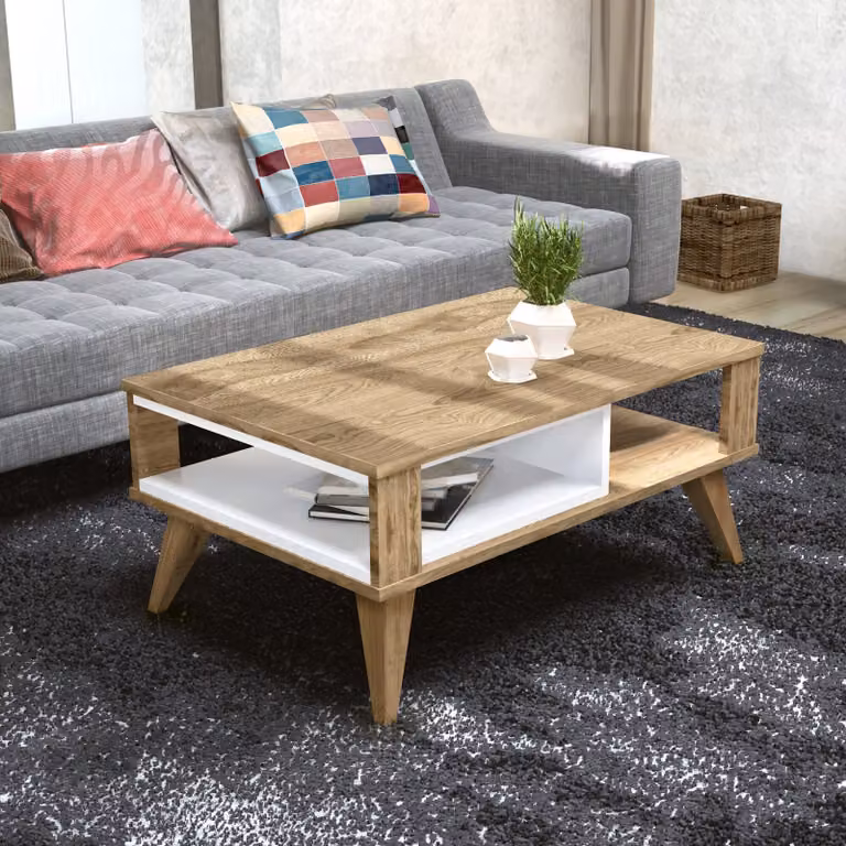 Skye Decor, Ionis- IonisZNA, color rovere, bianco, tavolini da salotto, 40x90x60 cm, pannello truciolare rivestito al 100% in melamina