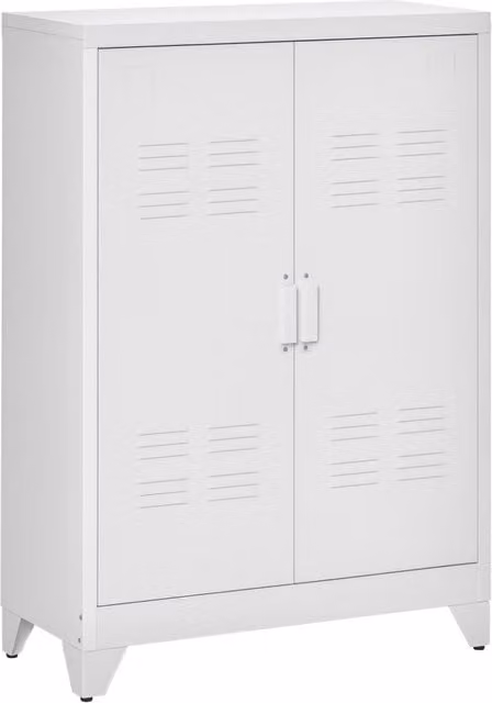 Armadio Minimal con ante a rullo bianco e ripiani regolabili L: 75 cm, P: 33 cm, H: 110 cm