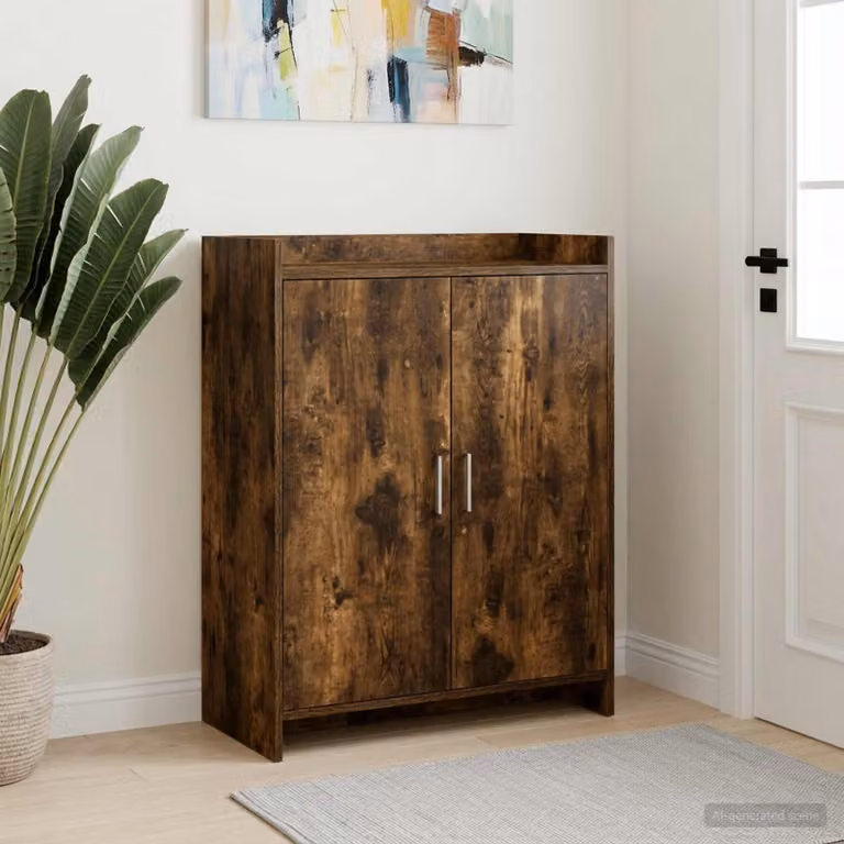 Mobile porta scarpe vidaXL con ante in Rovere Fumo, L: 73,5 cm, P: 36 cm, H: 92 cm