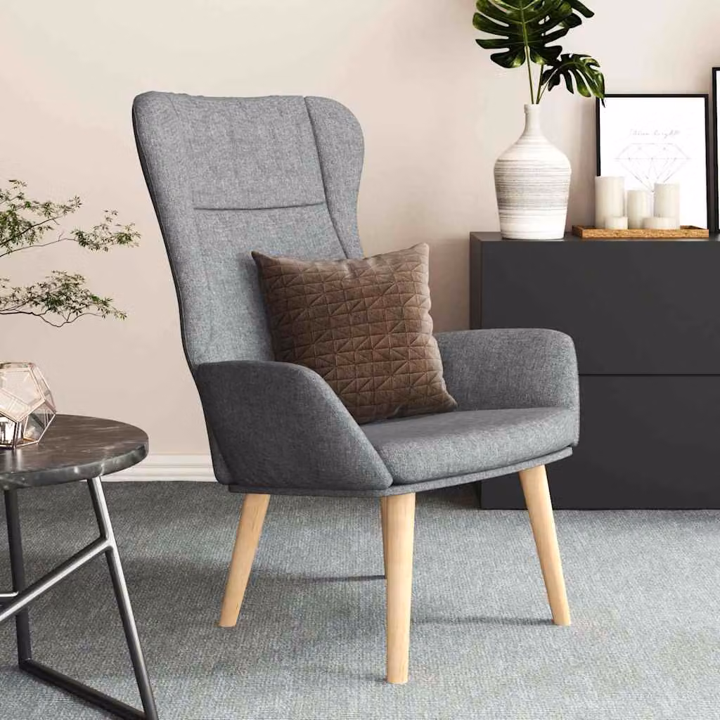 Poltrona Relax Recliner vidaXL Grigia in Tessuto con Braccioli e Struttura in Legno e Metallo