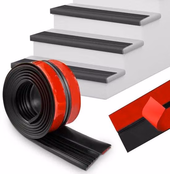 Barriera di protezione laterale per scale, lunghezza 2 metri - Autoadesiva - Antiscivolo - Impermeabile - Gomma resistente - Design elegante