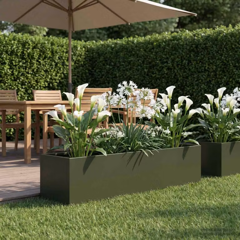 Vaso da giardino vidaXL in metallo Verde, L: 80 cm, P: 20 cm, H: 20 cm