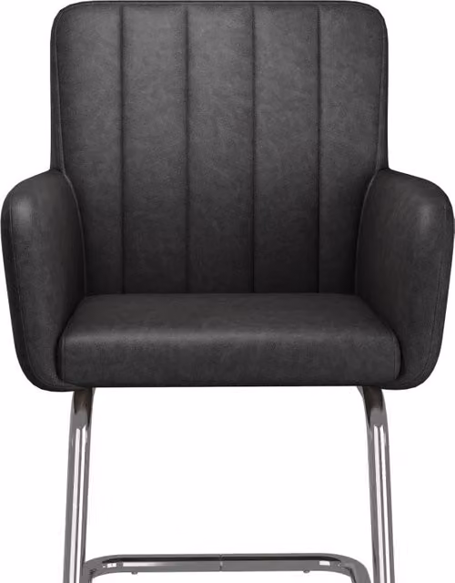 Set di 4 sedie da pranzo 56x57x86 cm in similpelle nera con struttura in metallo