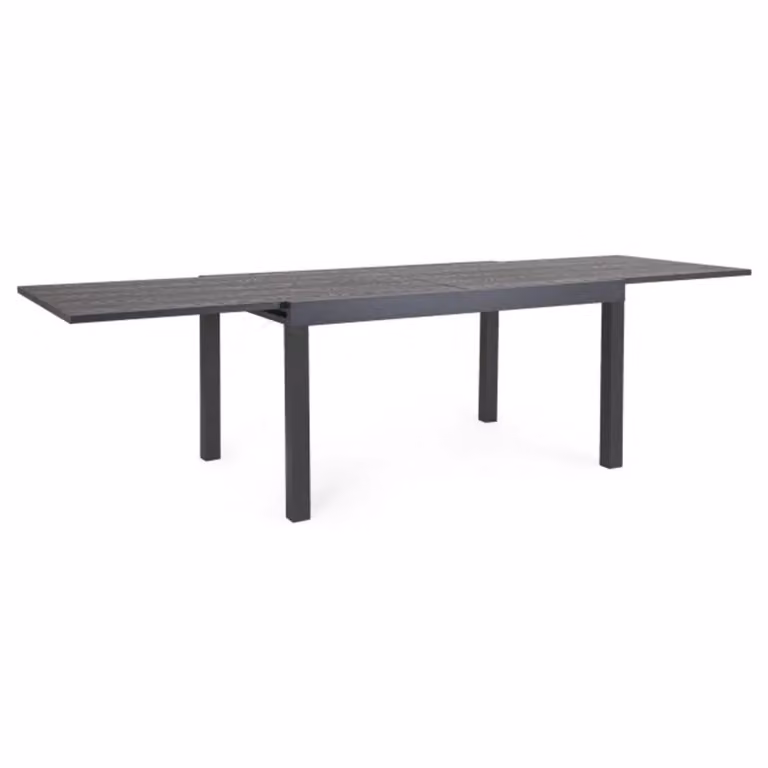 Tavolo allungabile CLIV effetto legno materico e struttura in alluminio antracite 135×90 cm – 270×90 cm